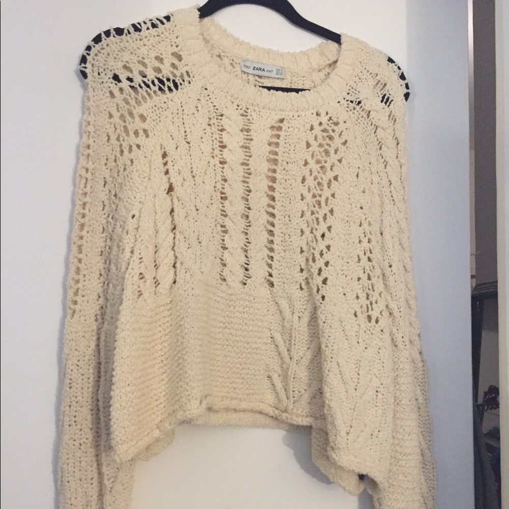Zara cream ripped sweater